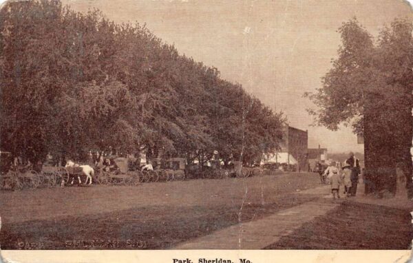 Sheridan Missouri Park and Street Scene Vintage Postcard AA99223