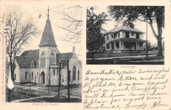 Indianola Iowa First Methodist Episcopal Church and Parsonage Postcard AA99227
