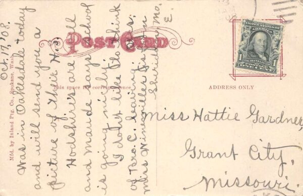 Oakesdale Washington High School Vintage Postcard AA99228 - Image 2