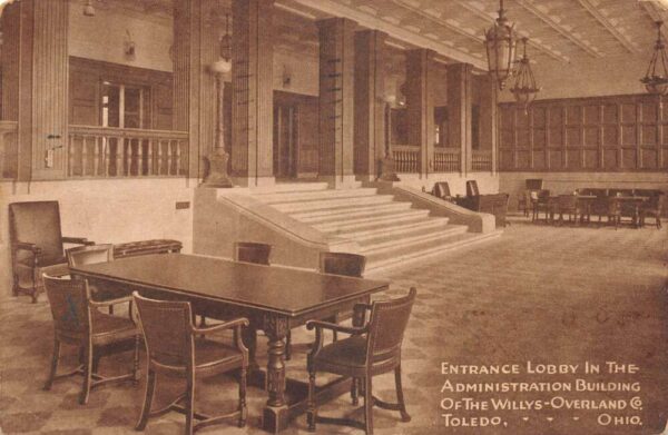 Toledo Ohio Willys Overland Co Admin Bldg Lobby Postal Used Postcard AA99233