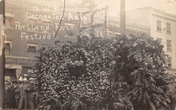 Portland Oregon Rose Festival Parade OWK Auto Real Photo Postcard AA99295