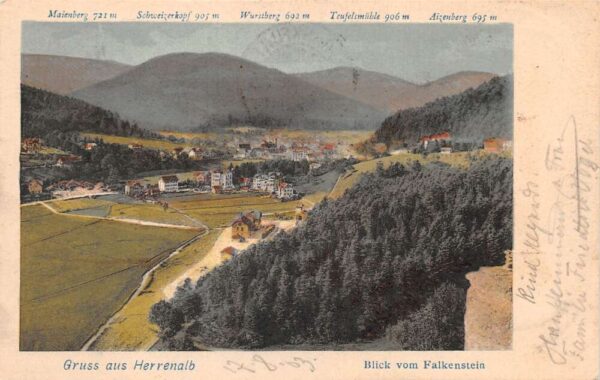 Herrenalb Germany Birds Eye View Gruss aus Vintage Postcard AA99313