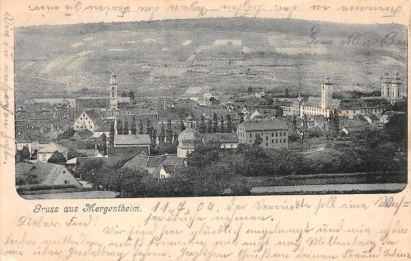 Mergentheim Germany Birds Eye View Gruss aus Vintage Postcard AA99314