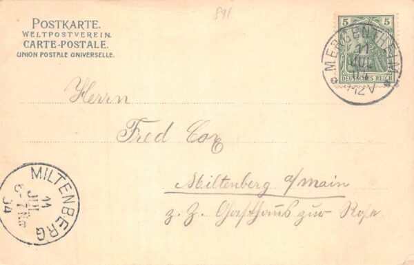 Mergentheim Germany Birds Eye View Gruss aus Vintage Postcard AA99314 - Image 2
