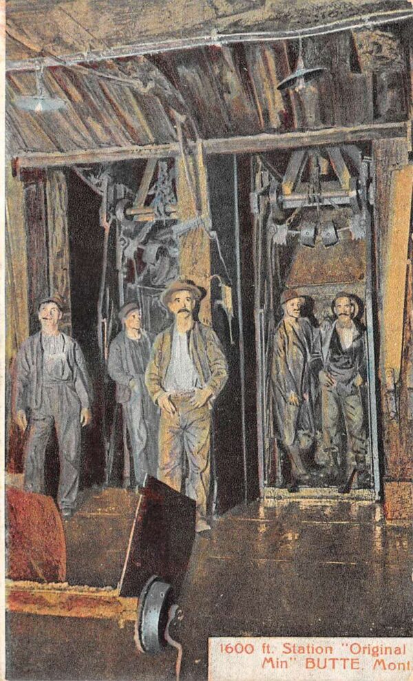 Butte Montana Mining 1600 Ft Station Original Min Vintage Postcard AA99322