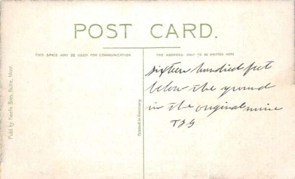 Butte Montana Mining 1600 Ft Station Original Min Vintage Postcard AA99322 - Image 2