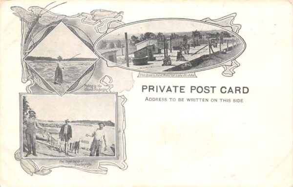 Roberval Canada Lake St John Bears at Hotel Roberval Fishing Postcard AA99328