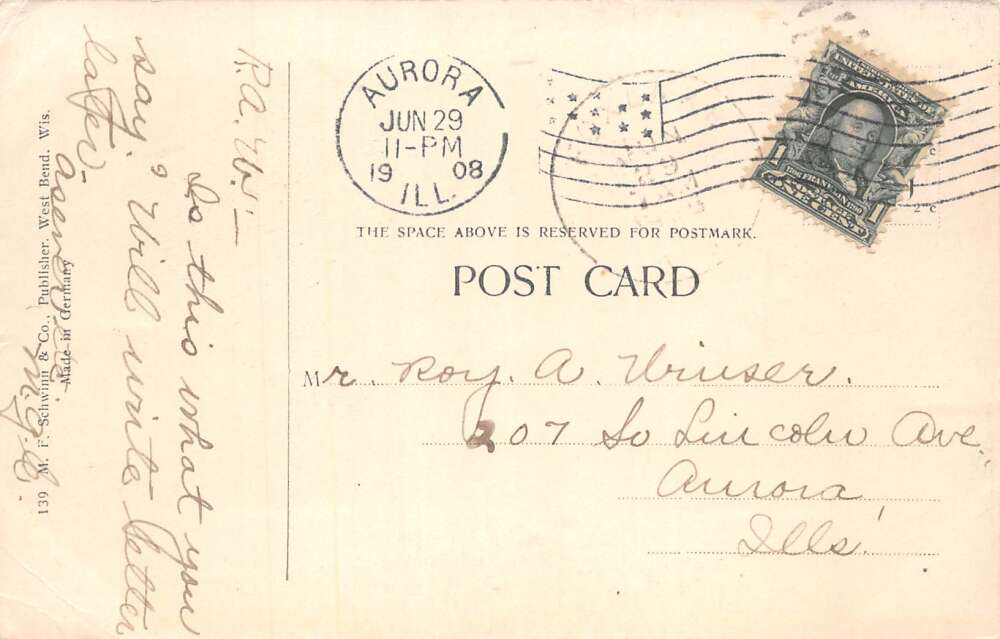 Fox Lake Wisconsin Street Scene Vintage Postcard AA99340 - Image 2