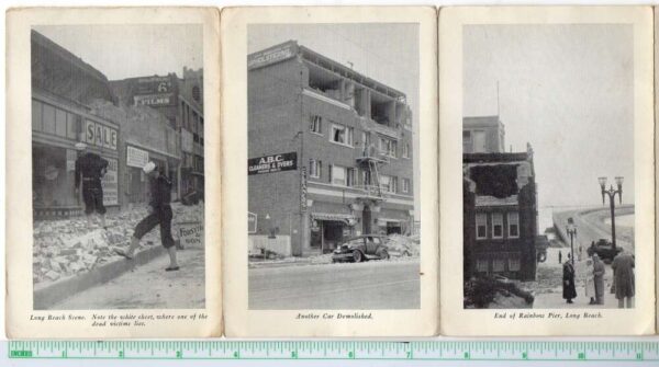Southern California 1933 Earthquake Scenes Disaster Fold Out Postcard AA99475 - Image 2