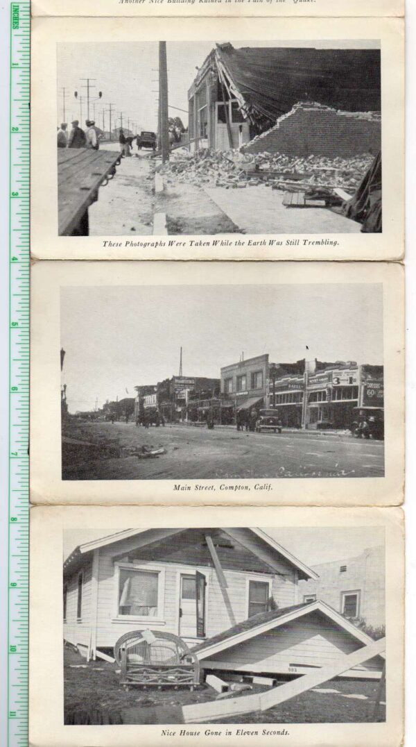 Southern California 1933 Earthquake Scenes Disaster Fold Out Postcard AA99475 - Image 3