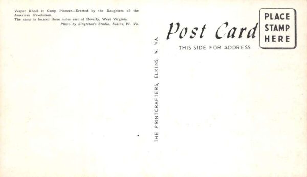 Beverly West Virginia Camp Pioneer Vesper Knoll DAR Postcard AA99476 - Image 2