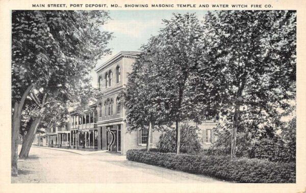 Port Deposit Maryland Main Street Masonic Temple Water Witch Fire Dept AA99479