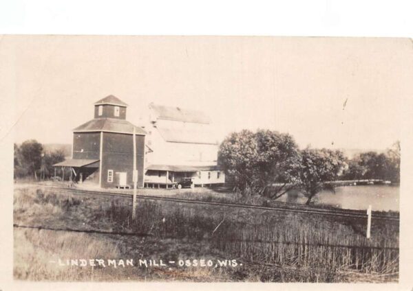 Osseo Wisconsin Linderman Mill Real Photo Vintage Postcard AA99486