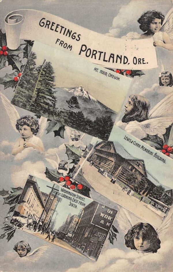 Portland Oregon Greetings Multiview Angels Postcard AA99504