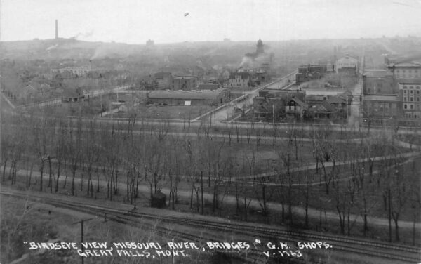 Great Falls Montana Birds Eye View Missouri River Real Photo Postcard AA99510