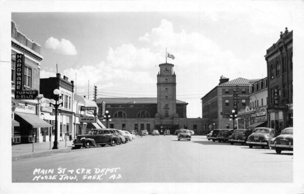 Moose Jaw Saskatchewan Canada Main Street Real Photo Vintage Postcard AA99523