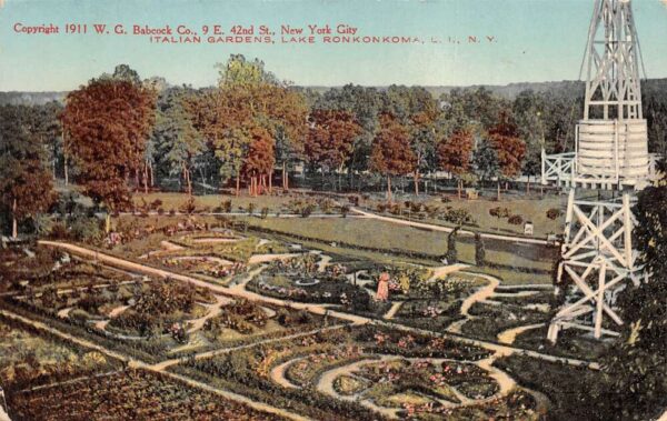 Lake Ronkonkoma Long Island New York Italian Gardens Vintage Postcard AA99528