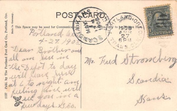 Portland Oregon Union Depot News Stand Vintage Postcard AA99530 - Image 2