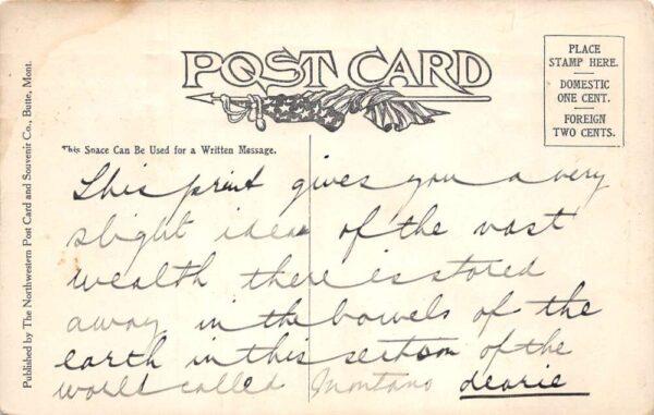 Butte Montana Parrot Mine Miner with Candle Vintage Postcard AA99531 - Image 2
