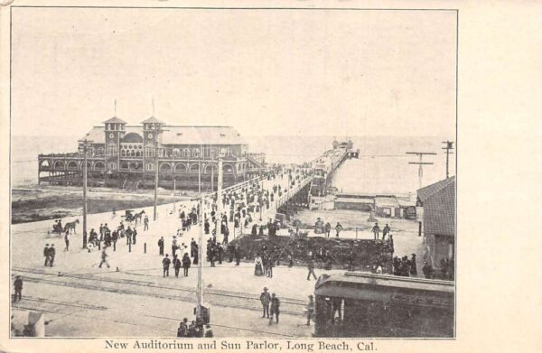 Long Beach California New Auditorium and Sun Parlor Vintage Postcard AA99541