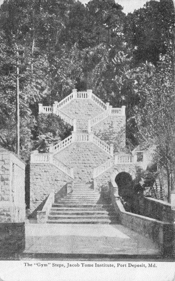 Port Deposit Maryland Jacob Tome Institute Stairway Vintage Postcard AA99548