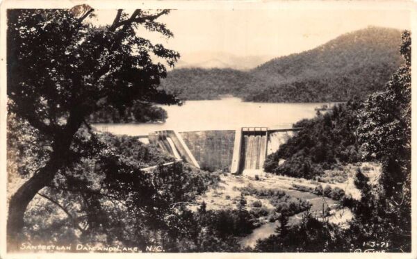 Lake Santeetlah North Carolina Dam Scenic View Real Photo Postcard AA99561