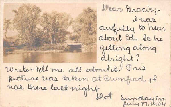 Rumford Maine Bridge Scenic View Real Photo Vintage Postcard AA99563