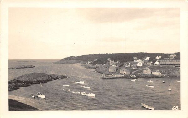 Monhegan Maine Birds Eye View Real Photo Vintage Postcard AA99575