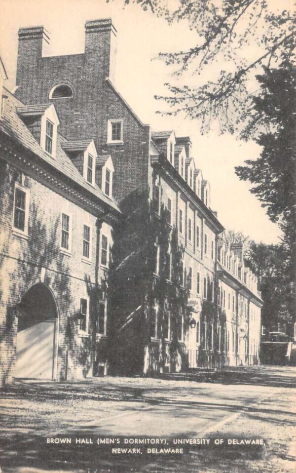 Newark Delaware University Brown Hall Mens Dorm Postcard AA99580