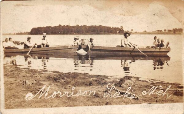 Morrison Lake Michigan Row Boats Real Photo Vintage Postcard AA99591