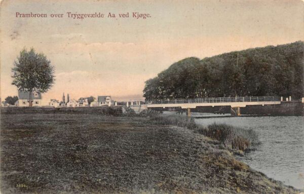 Kjoge Denmark Tryggevaelde River Bridge Scenic View Vintage Postcard AA99611