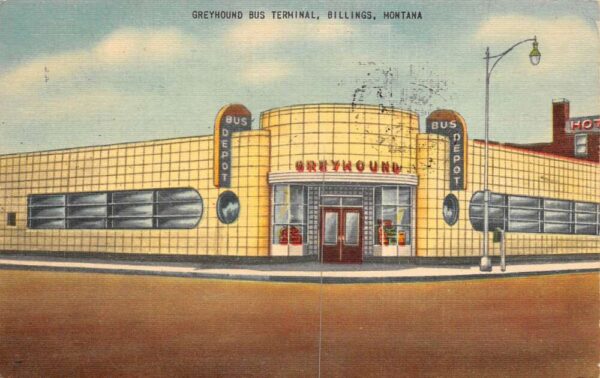 Billings Montana Greyhound Bus Terminal Vintage Postcard AA99614