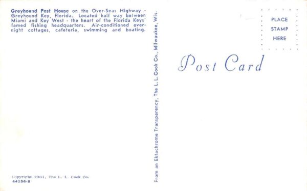 Greyhound Key Florida Greyhound Post House and Bus Vintage Postcard AA99617 - Image 2