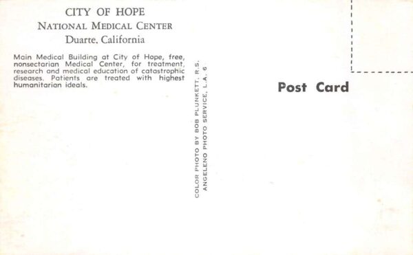 Dauarte California National Medical Center Vintage Postcard AA99625 - Image 2