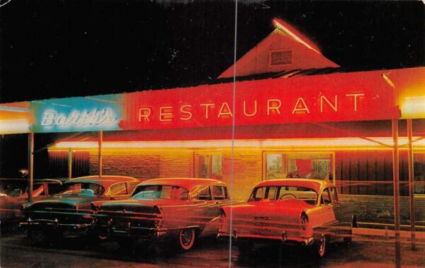 Kenedy Texas Barth's Restaurant At Night Vintage Postcard AA99626