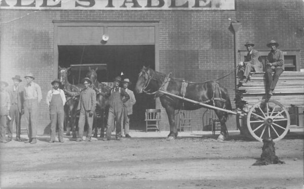 Montana ? Horse Stable Wagon Hauling Lumber Real Photo Vintage Postcard AA99710