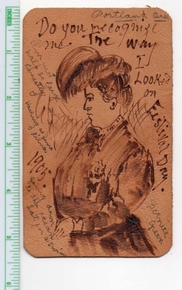 Portland Oregon 1905 Festival Womans Portrait Leather Vintage Postcard AA99721