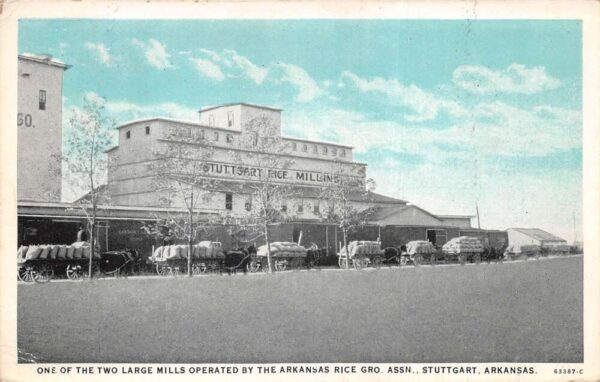 Stuttgart Arkansas Rice Mill Delivery Wagons Vintage Postcard AA99725