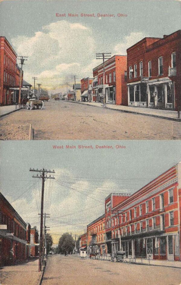 Deshier Ohio West and East Main Street Views Vintage Postcard AA99726