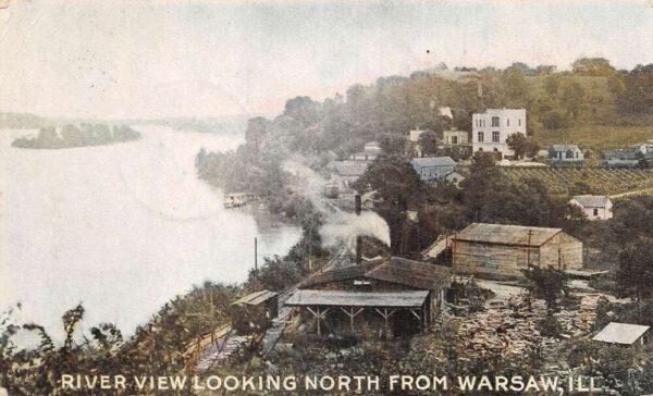 Warsaw Illinois River View Looking North Vintage Postcard AA99741