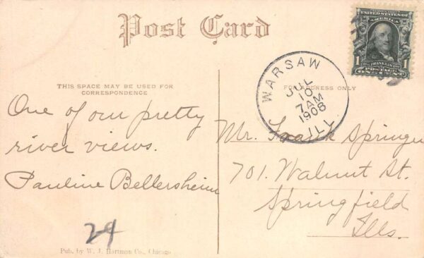 Warsaw Illinois River View Looking North Vintage Postcard AA99741 - Image 2