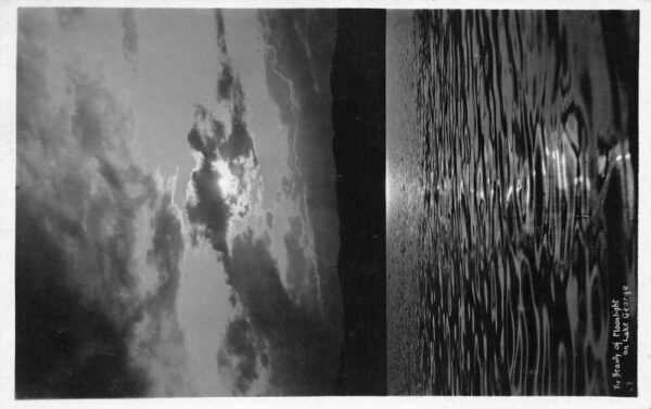 Lake George New York Moonlight Scenic View Real Photo Vintage Postcard AA99744