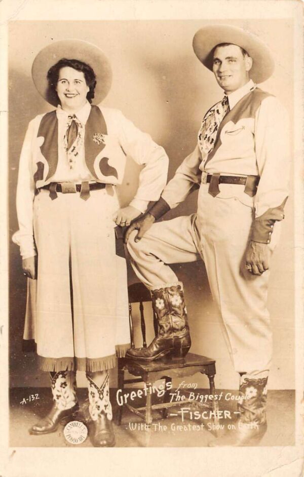 Mr Mrs Fischer Tallest Couple Ringling Bros Circus Real Photo PC AA99749