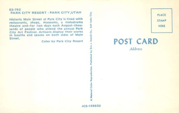 Park City Utah Main Street during Art Festival Vintage Postcard AA99757 - Image 2