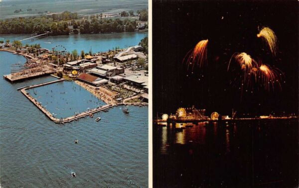 Monticello Indiana Lake Shafer Indiana Beach Fireworks Postcard AA99766