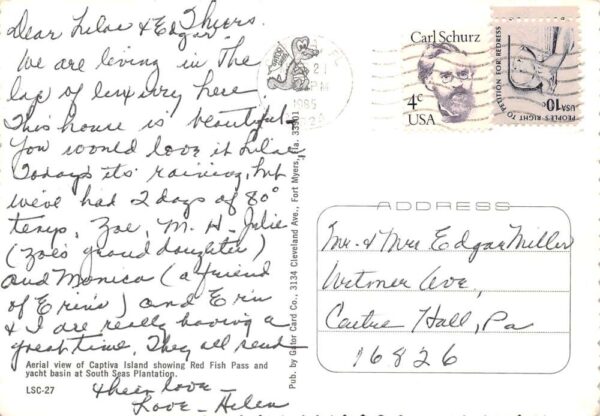Captiva Island Florida Aerial View Red Fish Pass Vintage Postcard AA99768 - Image 2