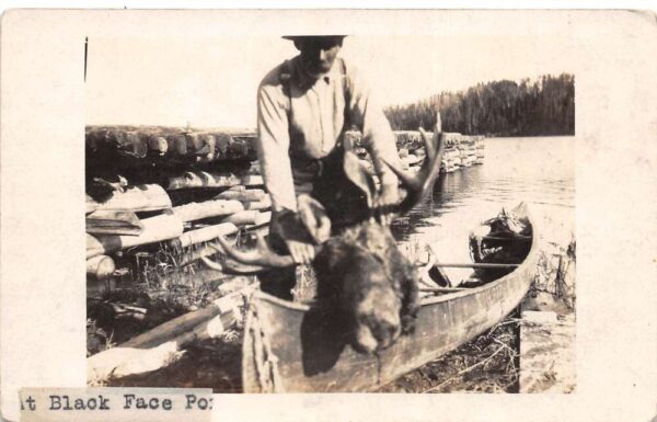 Ontario Canada Moose Hunting Real Photo Vintage Postcard AA99775