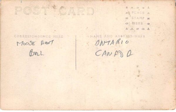 Ontario Canada Moose Hunting Real Photo Vintage Postcard AA99775 - Image 2