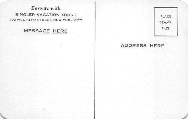 New York City Bingler Vacation Tours Bus Vintage Postcard AA99781 - Image 2