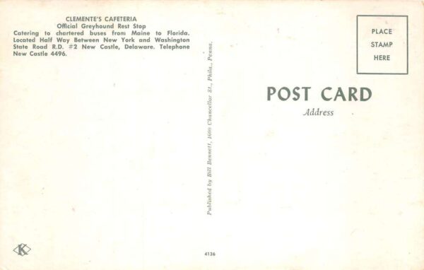 New Castle Delaware Clemente's Cafeteria Greyhound Rest Stop Views PC AA99782 - Image 2